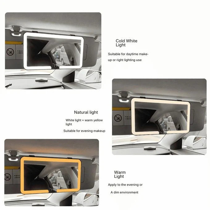 LED Car Rearview Mirror with Touch Screen Light – Anti-Glare Vanity Mirror for Car