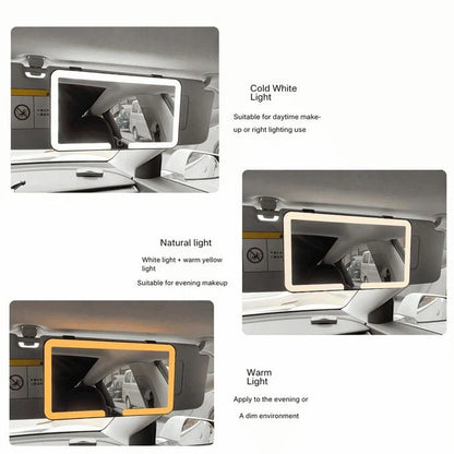 LED Car Rearview Mirror with Touch Screen Light – Anti-Glare Vanity Mirror for Car