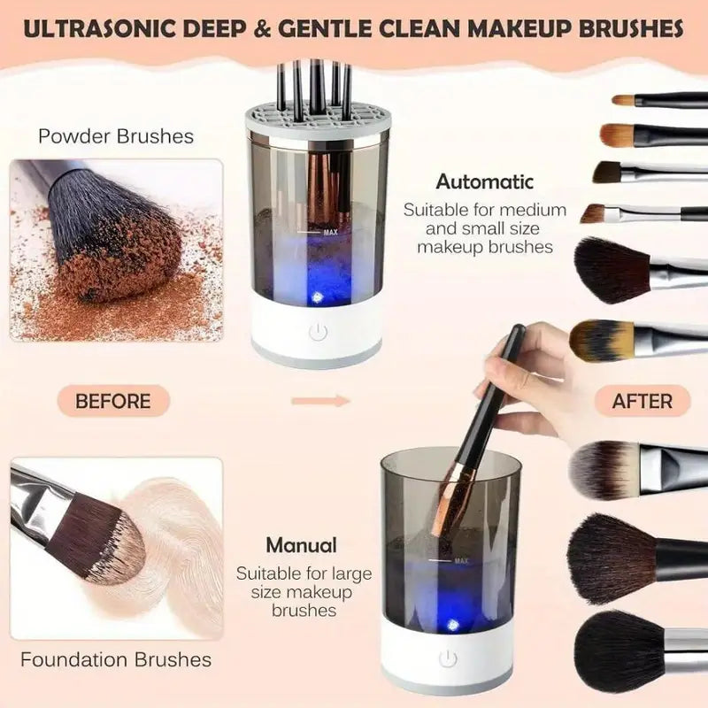 Electric Makeup Brush Cleaner – Clean & Dry in Seconds!