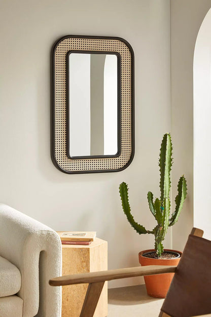Luxury Handwoven Rattan Round Mirror