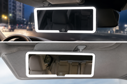 LED Car Rearview Mirror with Touch Screen Light – Anti-Glare Vanity Mirror for Car
