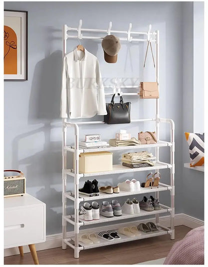 Multi-Layer Shoe Rack aur Coat Rack Storage DIY Clothes Hanger
